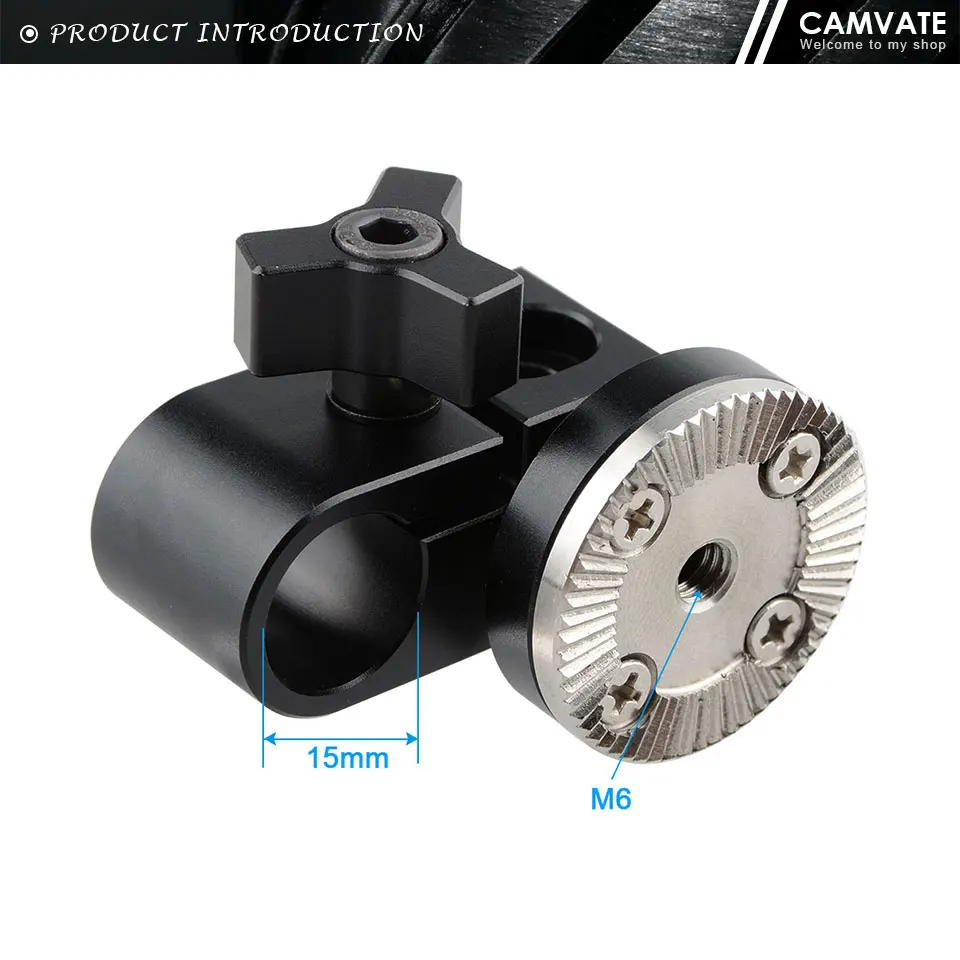 Single 15mm Rod Clamp Adapter With M6 ARRI Rosette Mount Lock For DSLR Camera Sh