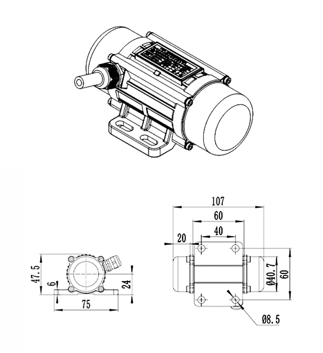 Micro motor de vibração 10w 15w 30w