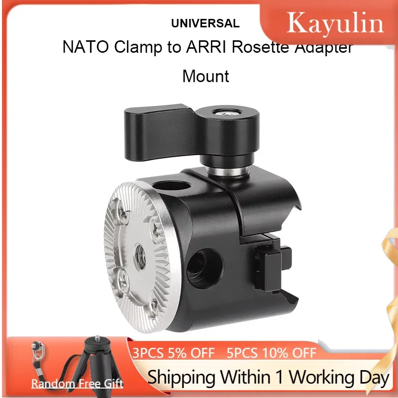 

KAYULIN NATO Rail-Compatible Clamp to ARRI Rosette Adapter Mount for Camera Cage Rig Handgrip Extension Arm Accessories