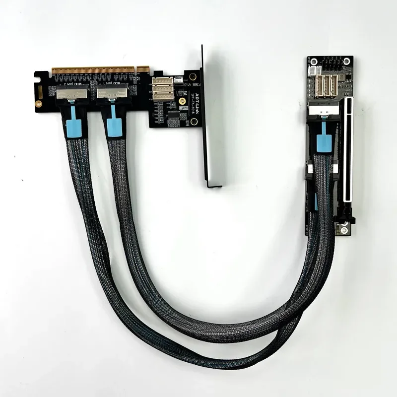 ADT PCIe 4.0 x16 MCIO Graphics Card Split Card Extender Cable GEN4