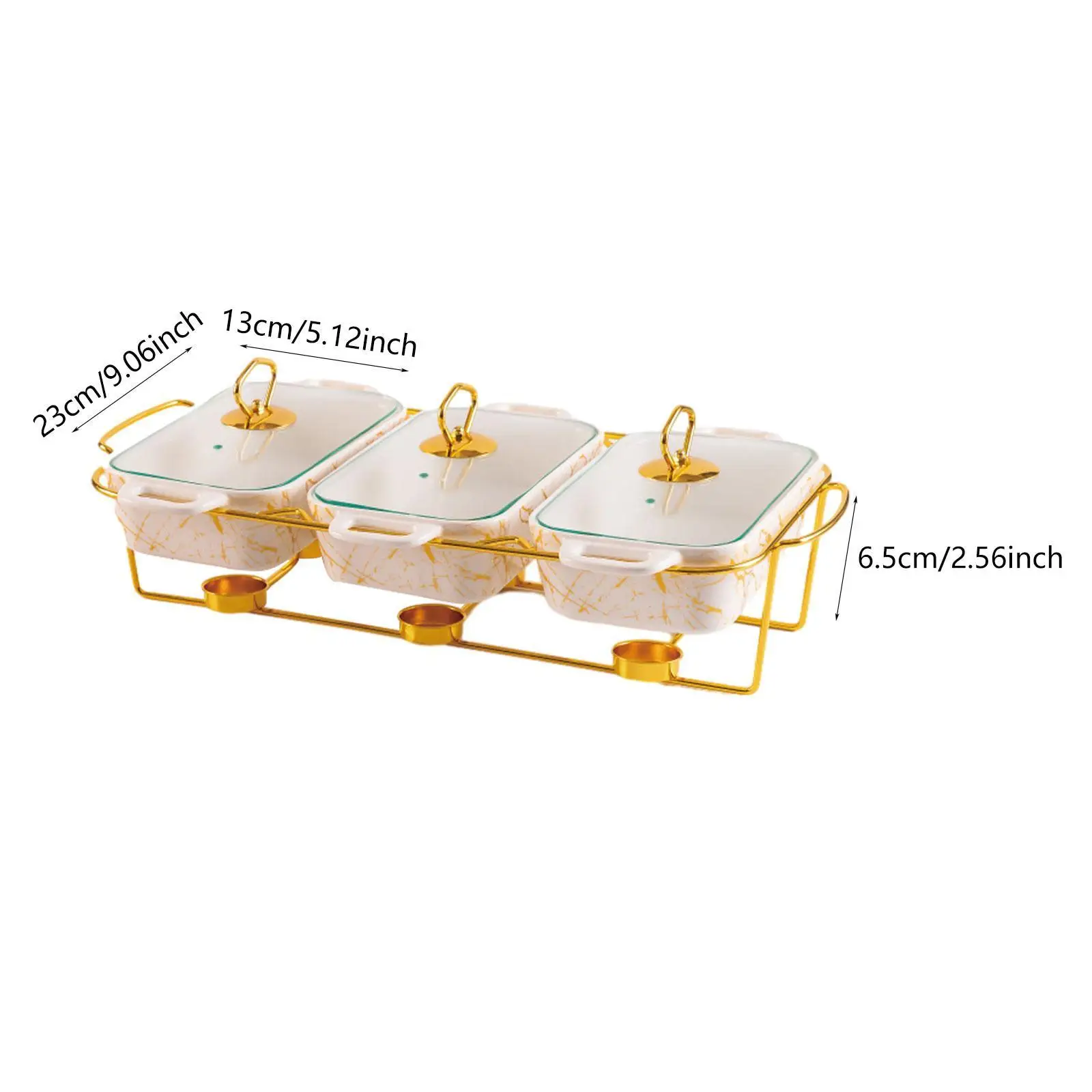 Chafing Dish with Glass Lid Premium Rectangular et Warmer Set Ceramic Casserole Dish for Banquet Holiday Event Party Wedding
