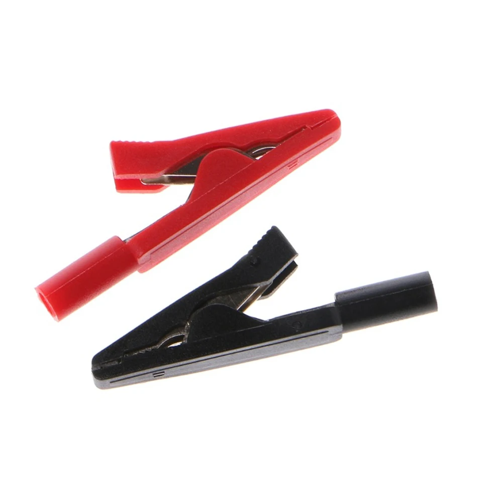 Alligator Clips 2Pcs Insulated Alligator Clip 2mm Battery Test Clip Banana Female Adapter Meter Test Pen Cable Probes