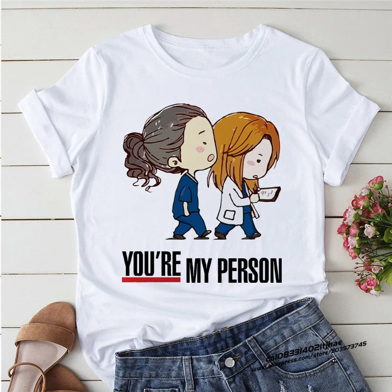여성용 그레이 해부 티셔츠, Youre My Person 그래픽 레이디 티셔츠, 카와이 의류, 반팔, 여성 티셔츠 상의, 여름