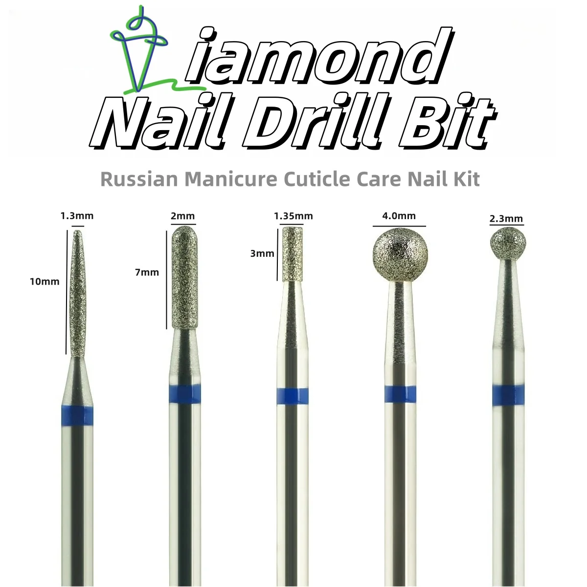 Diamond Nail Drill Bit Set 5PCS Milling Cutters for Manicure Cuticle Remove for Electric Drill Machine