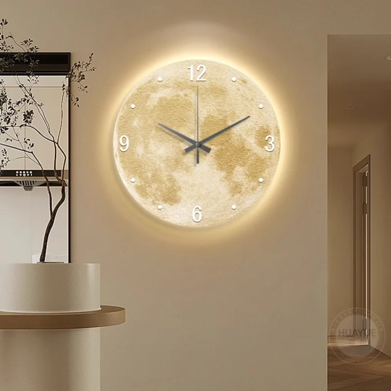

MinimalistNight Light Wall Clock Nordic Modern Round Living Room Wall Clock Digit Fashion Big Reloj De Pared Room Decorarion