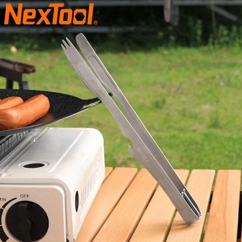 

Nextool Multi-functional Titanium Barbecue Clip Knife & Fork Bottle Opener Kitchen Salad Steaks Clamp Outdoor Cooking Tool