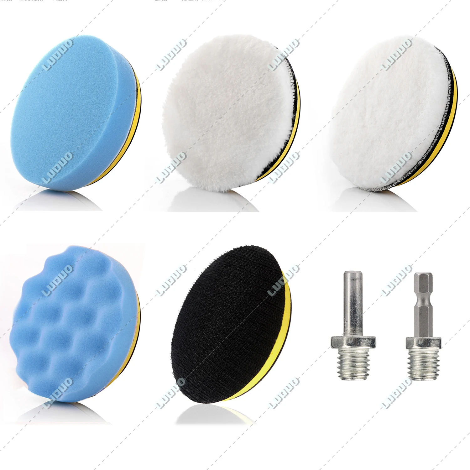 Car Detailing Polishing Disc Waxing Sponge Pad Kit M10 Drill Adapter Sanding Sandpaper For Polisher Headlight Restoration 3inch