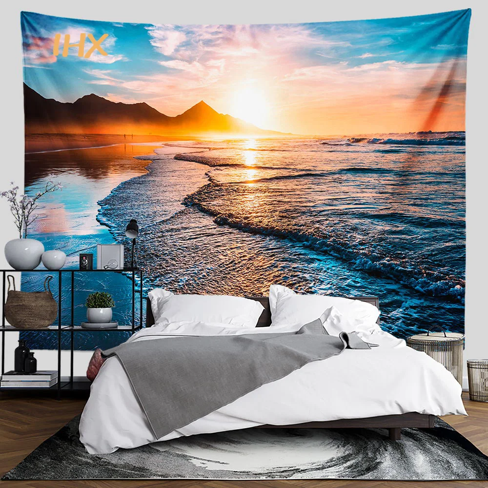 Sunset Sea Level Landscape Tapestry Wall Hanging Bohemian Aesthetics Nature  Art Home Dorm Living Room Decor - AliExpress