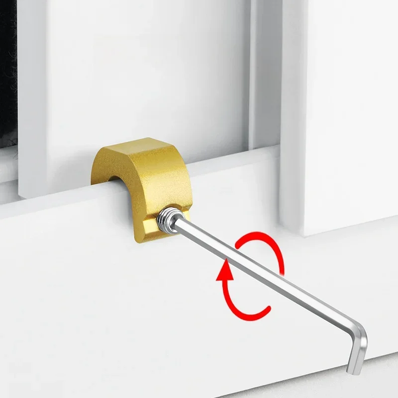 Aluminum Alloy Window Lock Stopper Sliding Window Anti-theft lock Sliding Door Baby Kids Child Safety Doors Lock 10-1pcs