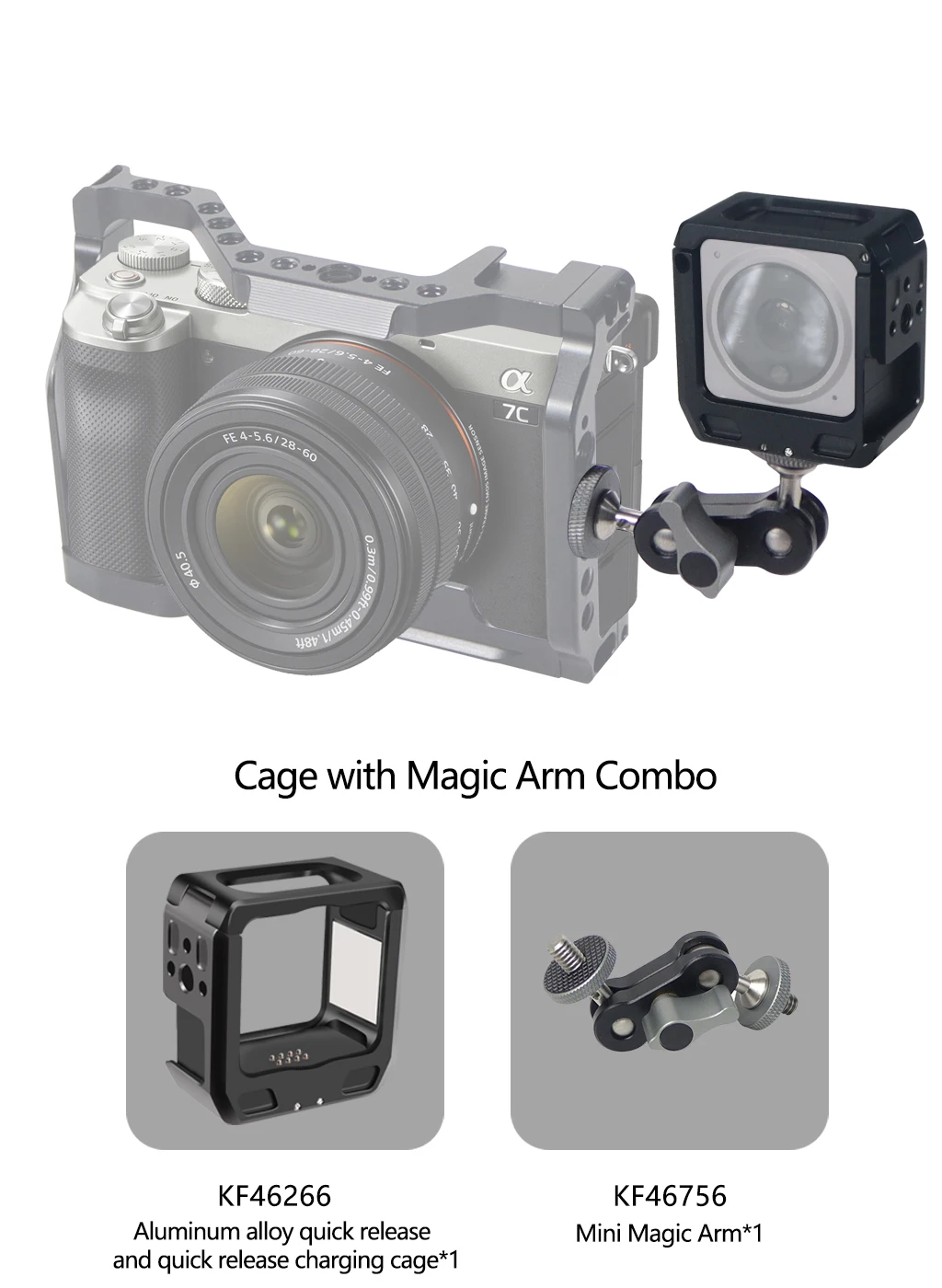 Magnetic Action Camera Cage For Action 2 Dual-screen Full Cage w/ Cold Shoe Mou