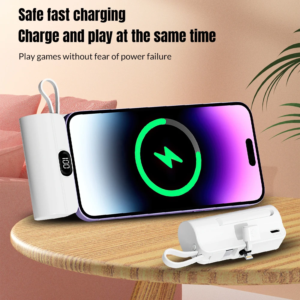 Mini Capsule Power Bank 5000mah Fast Charging Hidden Dual Interface Portable Mobile External Battery For iPhone Android 3