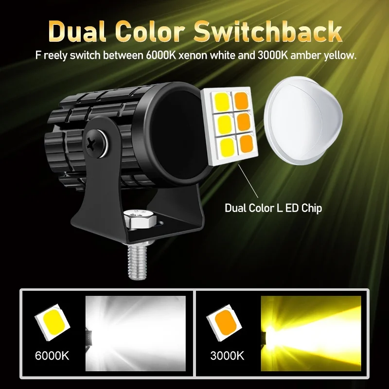 1Box Mini Motorcycle Led Lights Spot Light Waterproof Hi&Low Motorcycle Headlight LED Bulbs