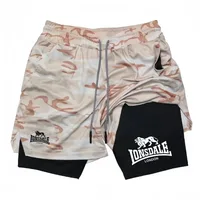 Print 2in1 Running Shorts for Men Gym Workout Compression Shorts with Phone Pocket Towel Loop Summer Sport Athletic Activewear - Image 5