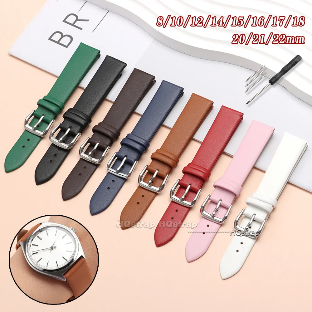 Premium Ultra-Thin Calfskin Leather Watch Strap - Universal Soft Business Bracelet