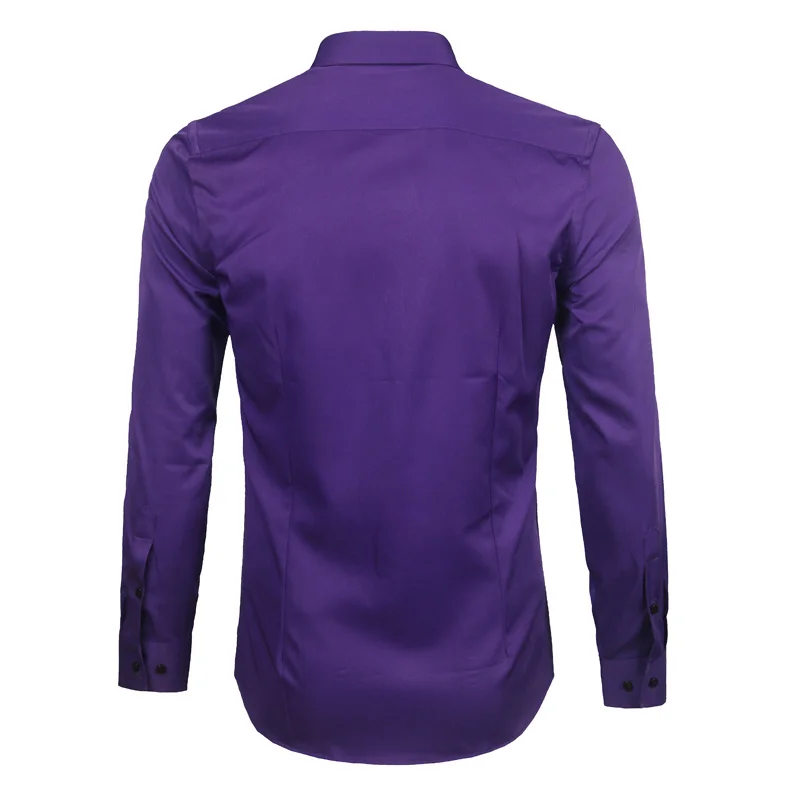 Men's Bamboo Fiber Dress Shirts Long Sleeve Shirt Solid Slim Fit Casual Formal Non Iron Work Shirt Camisa Masculina