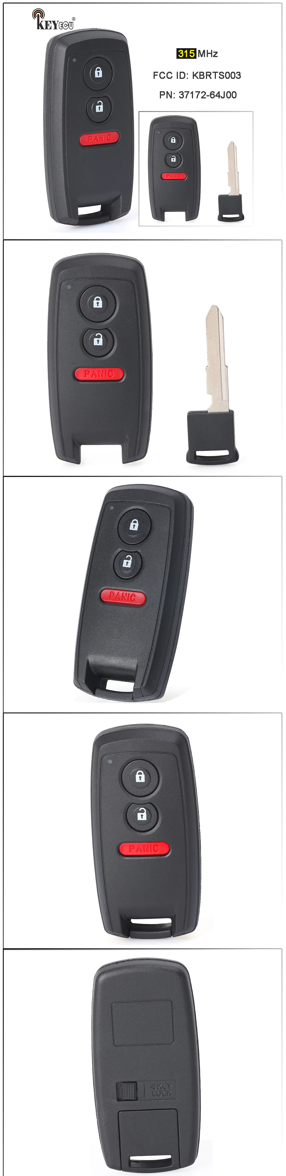 Keyforkess 315MHz ID FCC: KBRTS003, PN: Fob sostituzione 3 pulsanti telecomando portachiavi vuoto per Suzuki Grand Vitara SX4 / Sport - Sba5471a280a943ec8d110c808d903ce7v