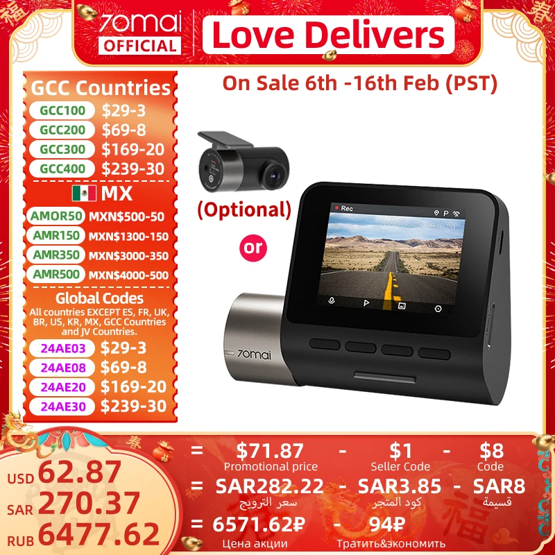 70Mai Pro Plus Dash Cam A500S 1944P 70Mai Car Dvr Camera Gps Adas 140Fov 24H Monitor Di Parcheggio 70Mai Pro Plus A500S