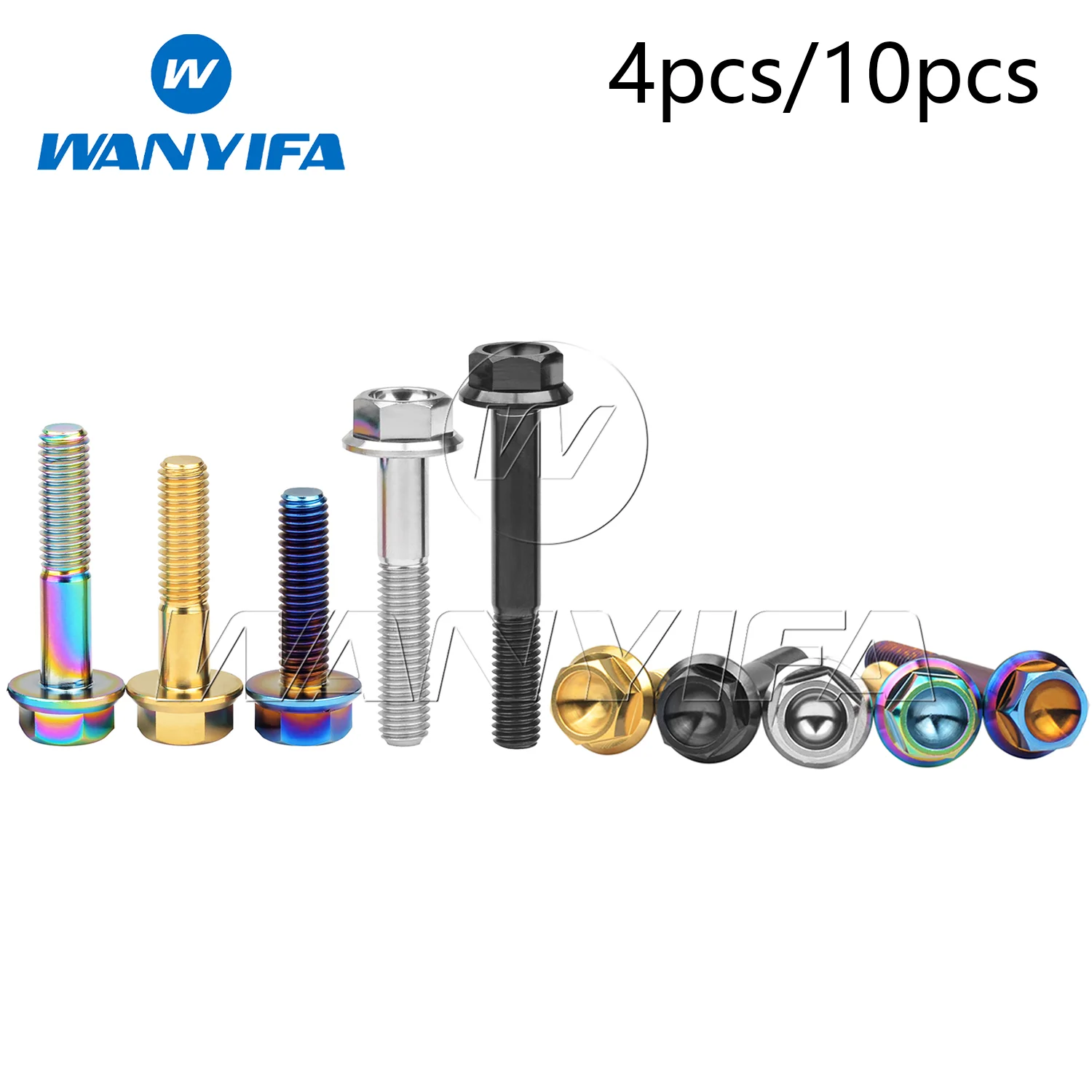 Wanyifa-parafusos de Titânio para Motocicleta Fixadores de Flange Peças da Bicicleta M10 x 20 25 30 35 40 45 50 55 60 65 70 75 80 100 mm 125 mm