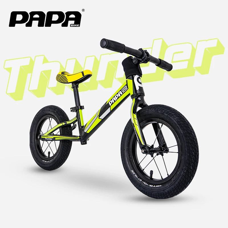 Papabike Thunder No Pedal Bikes for Kids Push Bike with Footrest & Adjustable Seat Height Scooter Children Ultra Cool Colors