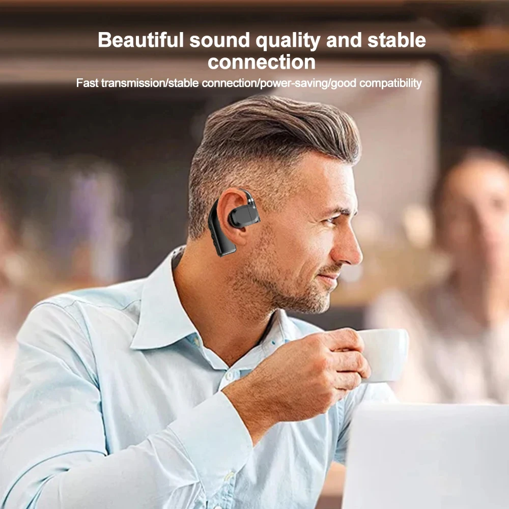 LED Single Earphones Long Standby Business Headphones Waterproof Mono Headset Outdoor Call Bluetooth 5.3 Wireless Earbuds 5