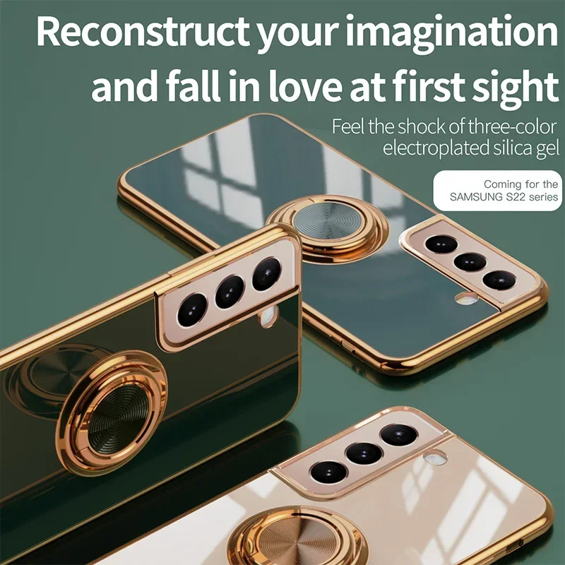 Electroplated Soft Back Phone Case with Ring Holder