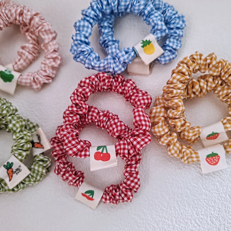 2PC Cherry Strawberry Elastic Hair Bands Set Women Girls Kids Hair Ties Rubberband Hair Accessories Scrunchy Rope
