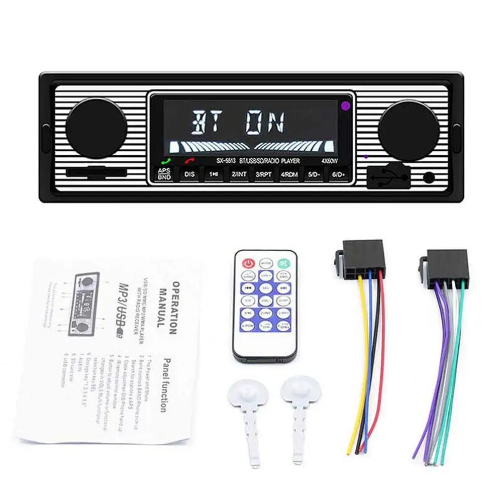 

Bluetooth Car Radio Vintage Dual Knob MP3 Player FM Tuner Stereo USB AUX Classic Car Retro Audio Receiver Speaker Accessories
