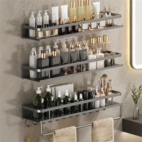 Multi functional storage rack with hook bar bathroom rack wall mounted storage rack bathroom cosmetic storage rack 1