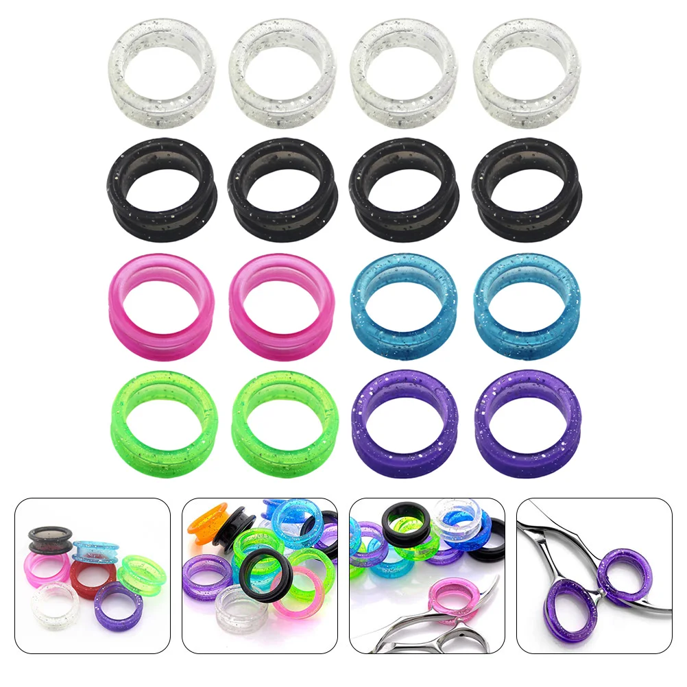 

16 Pcs Rings Scissors Silicone Hairdressing Accessories Thumb Shears Finger Protective Colored
