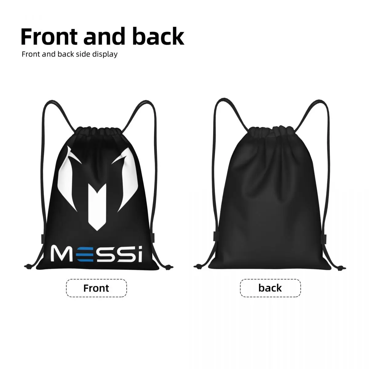 Custom White Messis 10 Football Soccer Drawstring Backpack Women Men Gym Sport Sackpack Portable Training Bag Sack 2