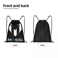 Custom White Messis 10 Football Soccer Drawstring Backpack Women Men Gym Sport Sackpack Portable Training Bag Sack 2