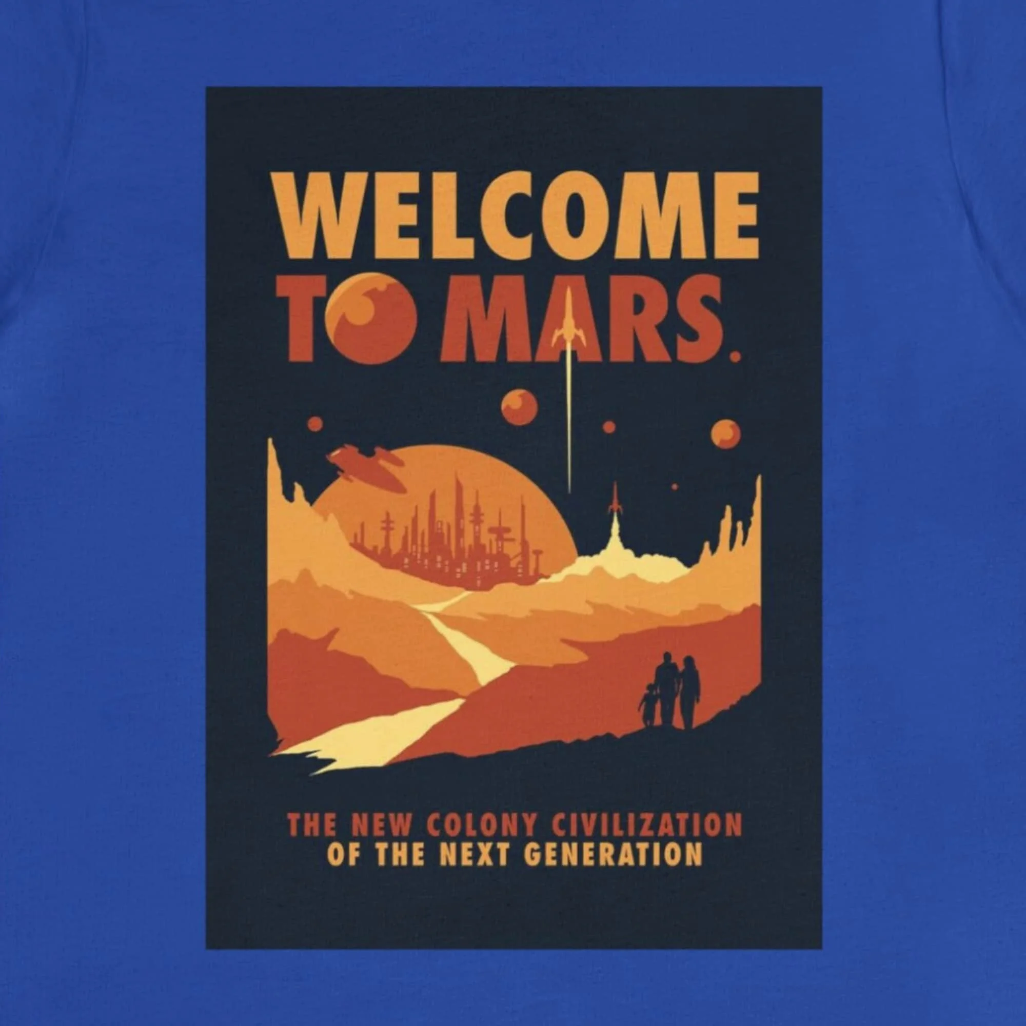 Retro Futurism Mars T Shirt Sci Fi Print Tee Fantasy Space Travel Future Artwork Tourist