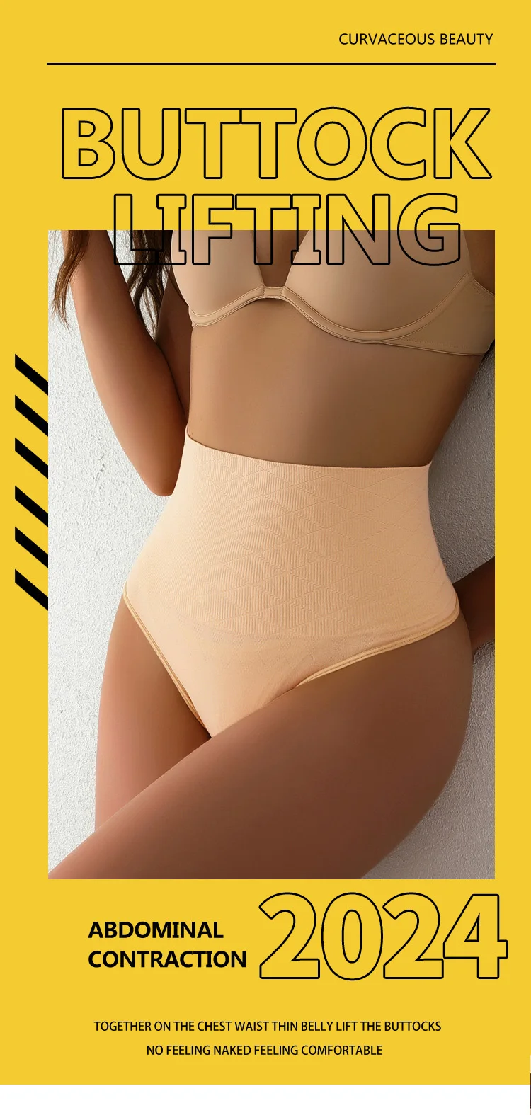 Description Picture 3 of itemWomen's High Waisted Thong, Abdominal Contouring Control Underwear, Sexy Lingerie, Hip Lifting Shapewear