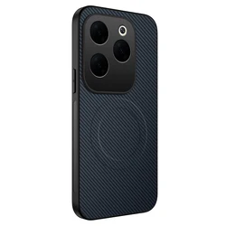 Enhanced Carbon Fiber Armor Shockproof Case - Skin Feel Protective Cover with Magnetic Feature for Infinix Hot 40i (Blue)