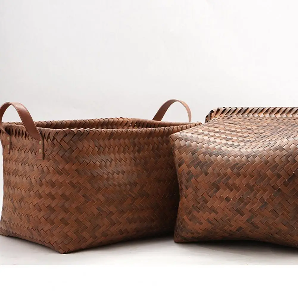 

Portable Storage Basket Capacity Woven Storage Basket with Load Bearing Handles for Outdoor Use Flexible Pressure for Vegetables