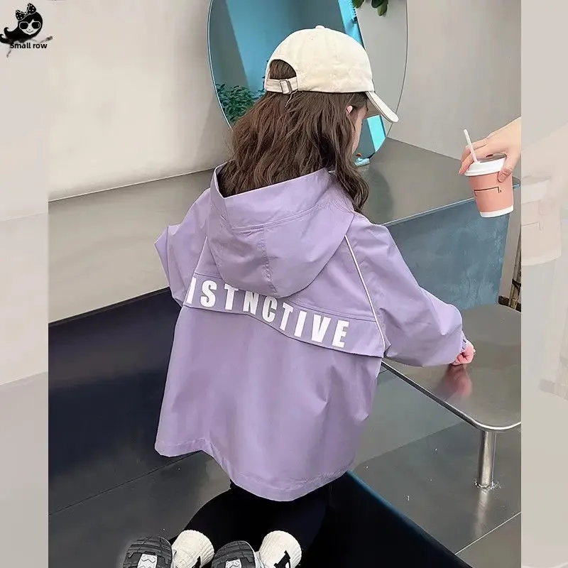 Stylish Children's Spring Autumn Windbreaker Jacket Girls Outerwear Trendy Top Fashionable Kids Clothes