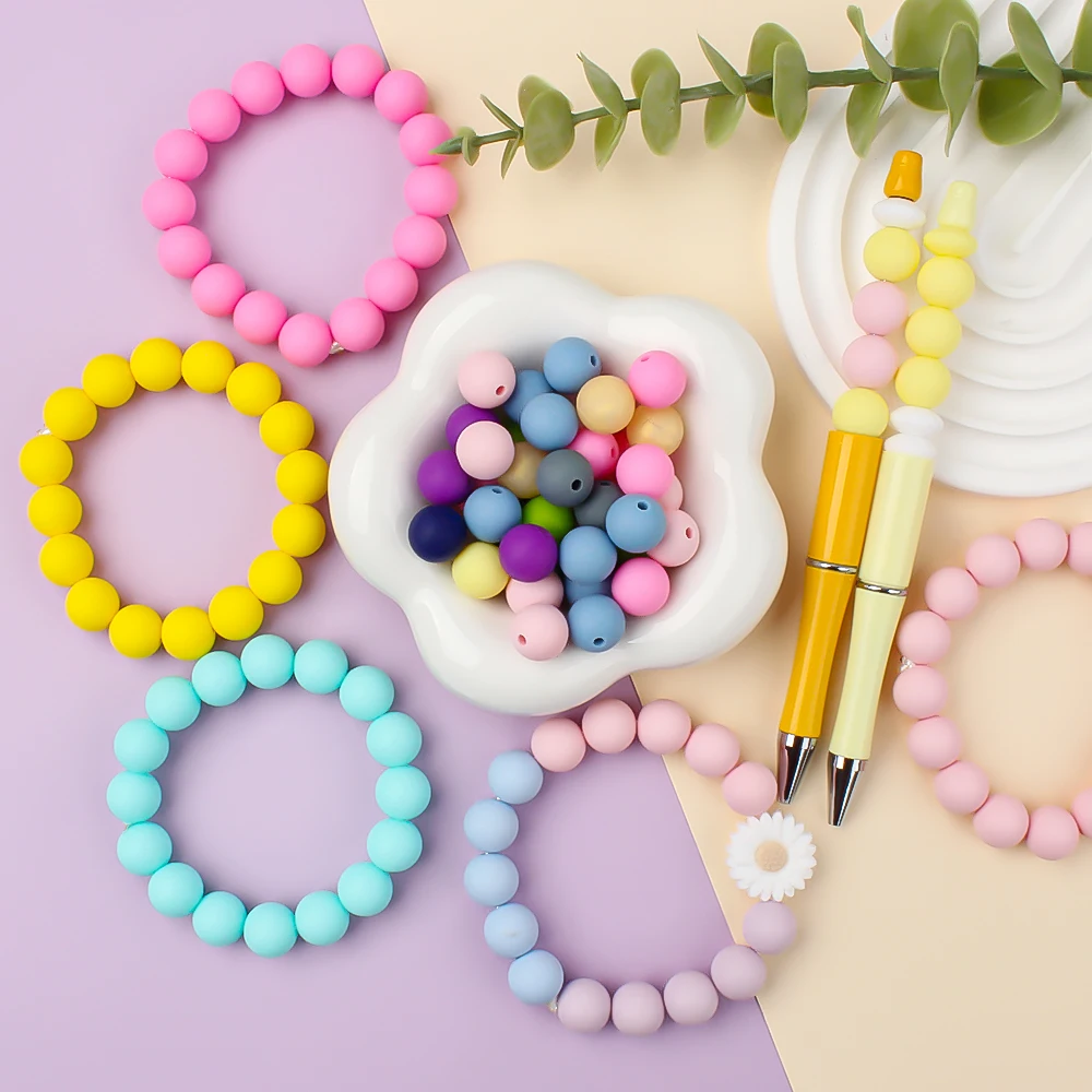 20-Piece Set of Mixed Size Silicone Beads for DIY Jewelry and Craft Projects