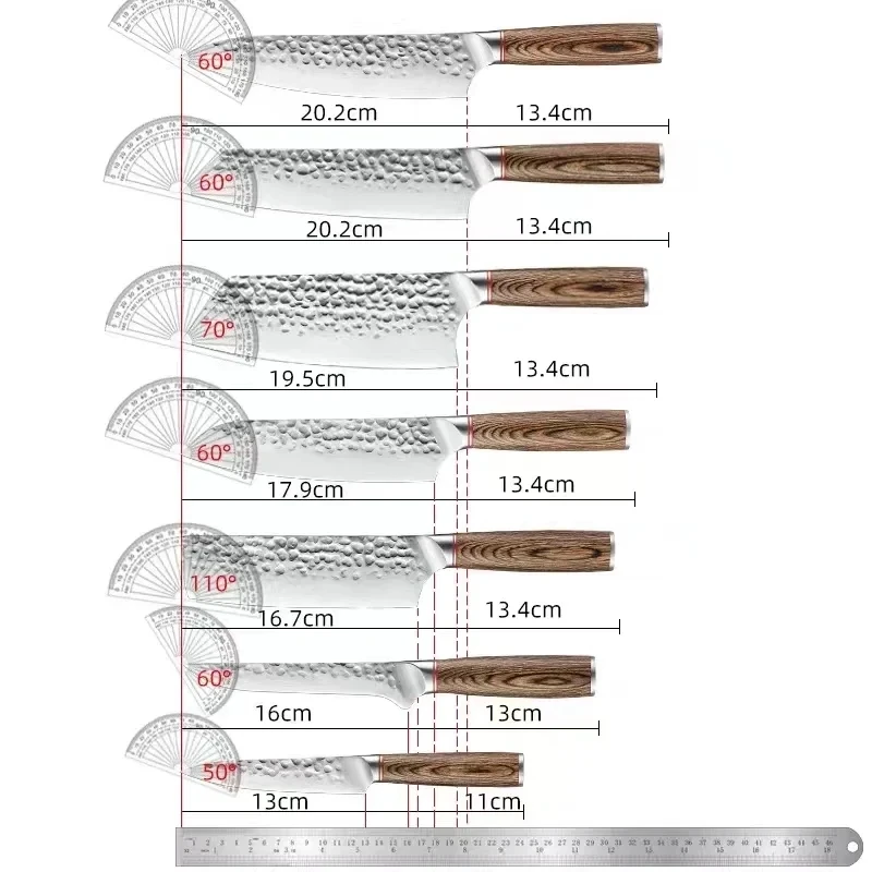 1-7pcs Rozsdamentes Acél Mérő állítsa Eltorzult Élesen hangsúlyoz boning Bedug Kés Japán nyelv Szakács santoku Irtás Bárd BBQ szerszámok