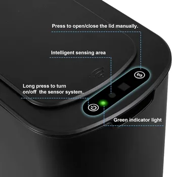 5 Gallon Automatic Bathroom Trash Can, Touchless Motion Sensor Garbage Can with Lid, Smart Plastic Slim Wastebasket for Bathroom 5