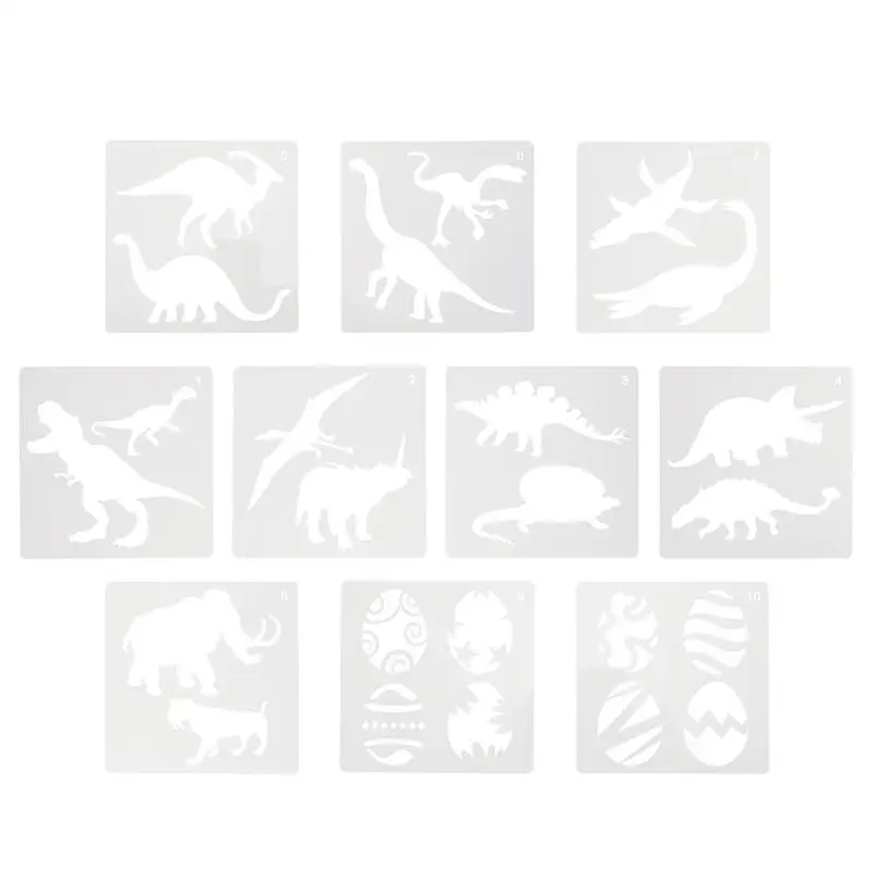 

10pcs Dinosaur Template Crafts Stencils Painting Template Auxiliary Drawing Hollow Template Painting Supplies