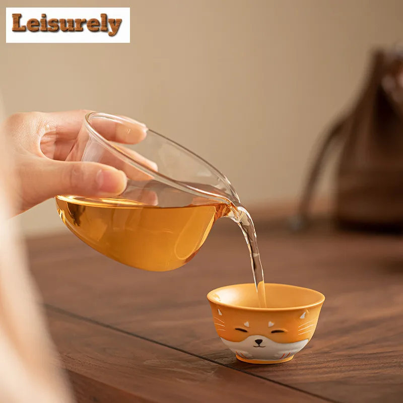 Fortune Cat Travel Tea Set Kit Zen Teapot And Cup Set 1 Pot 2 Cups Tea Maker Organizer Portable Outdoor Handbag Accessories Gift