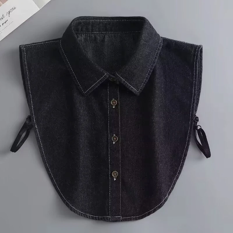 Fake Collar Detachable Collar Shawl Charm Denim Women Ladies False Collar Shirt Half Shirt Detachable Blouse Accessories