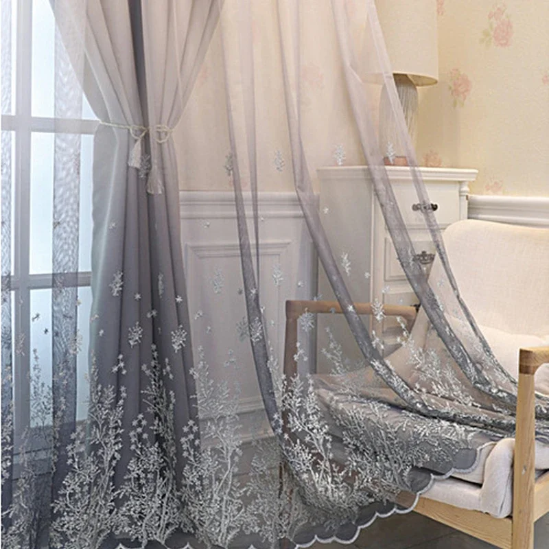 

European Luxury Curtains for Living Dining Room Bedroom Simple Embroidered Blackout Double Screen Balcony Window Drape Custom