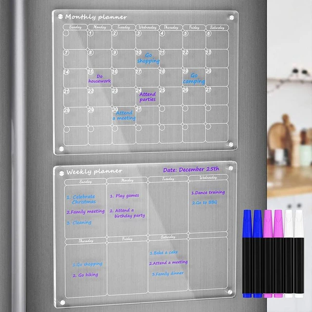 Fridge Magnet Sticker Calendar Weekly Planner Magnetic Dry Erasable  whiteboard Schedule Transparent Acrylic Fridge Message Menu - AliExpress