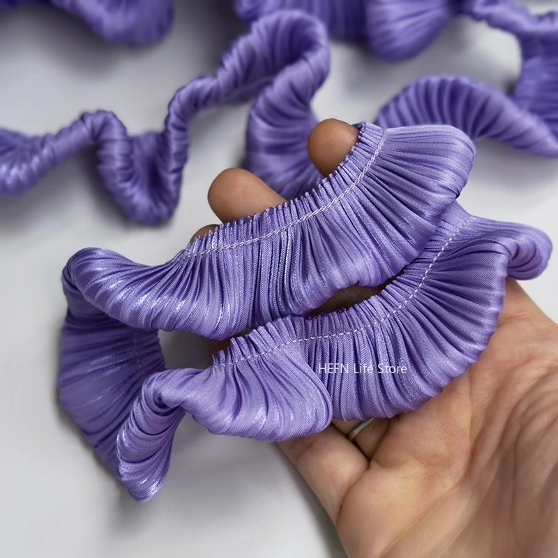 Glitter Super Soft Crystal Satin Double Layer Pleated Ruffle Lace DIY Ladies Kids Clothes Skirt Home Textile Sewing Decoration