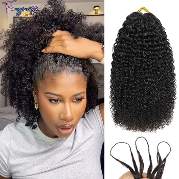 Kinky Curly Miracle Knots Human Crochet Human Hair For Braiding Boho Braids Pre-Separated Feather 100% Human Hair Extensions 1