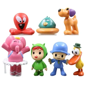 NEW 2027PCS/Set Kawaii Pocoyo Animal Toy Bird Duck Elephant Doll Toy Model Scene Ornaments Anime Cartoon Cute Pvc Figures Toys
