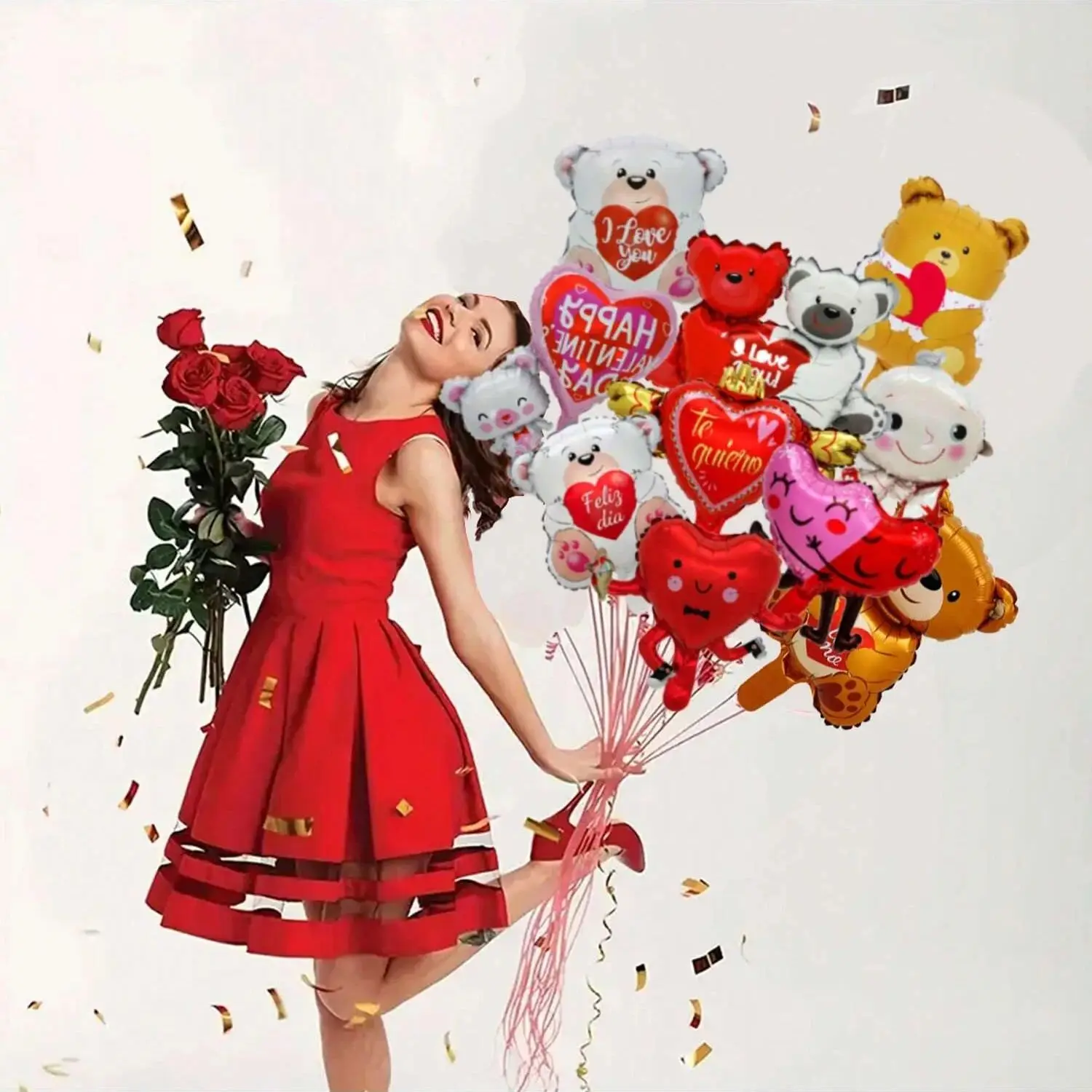 10pcs Valentine's Day Love Bear Mini Balloons