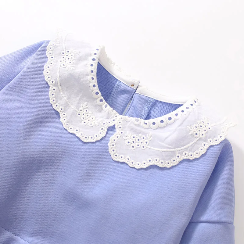 Autumn Fashion Baby Girls Kids Clothes Children's Clothing Pastoral style Cartoon Turndown Collar Dress Spring