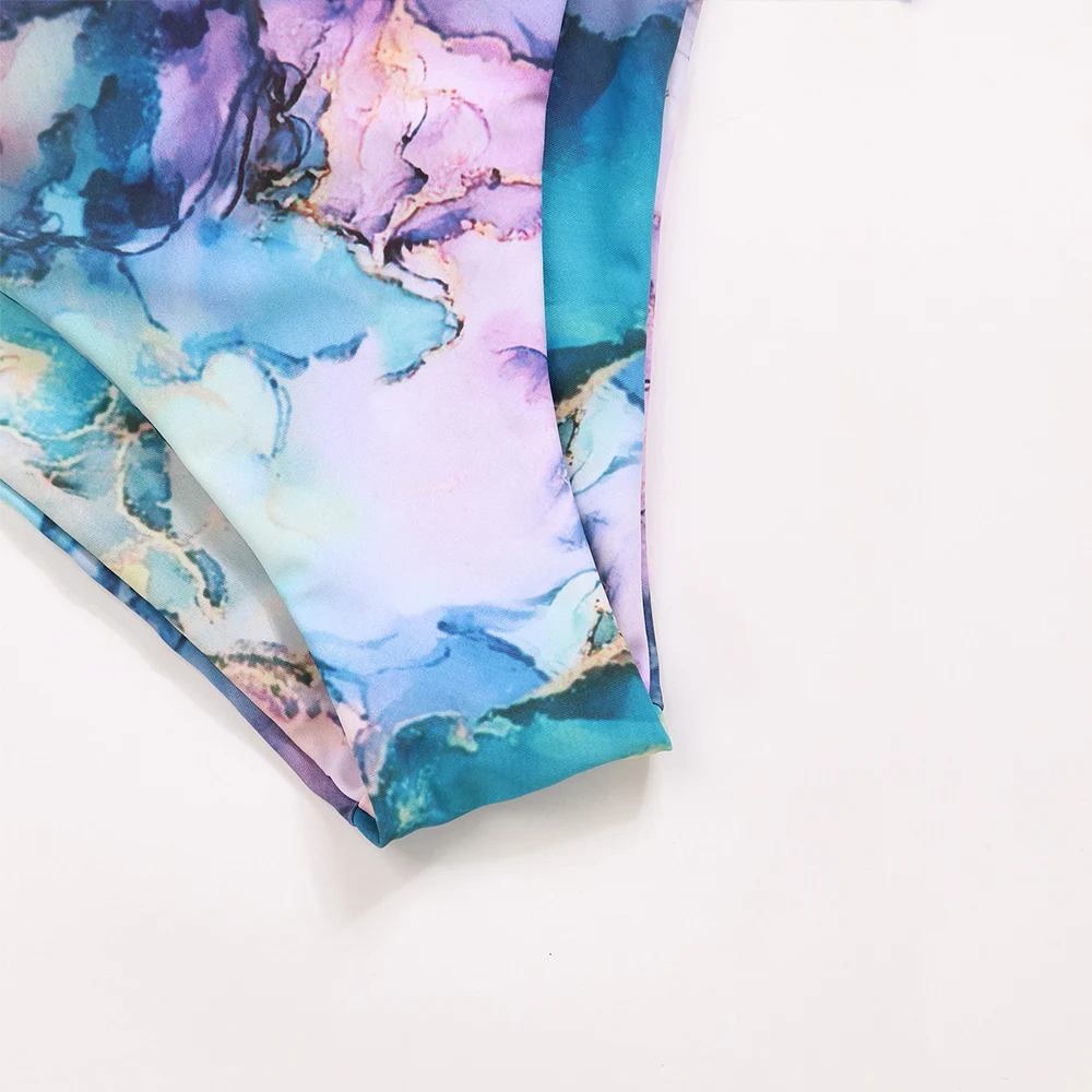 Swimsuit 2022 New Summer Sexy Tie Dye Womens Bikini Two Pieces Print Swimwear Girl Female Beach Bathing Beach Ladies Suit